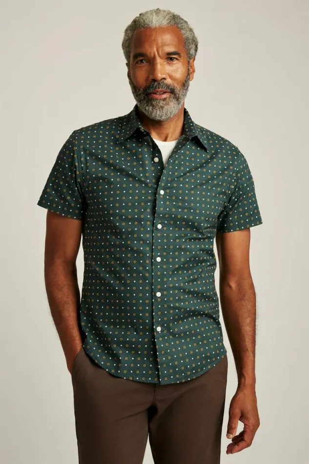 Men Riviera Short Sleeve Shirt Green Big Sky Geo Bonobos Short Sleeve Shirts