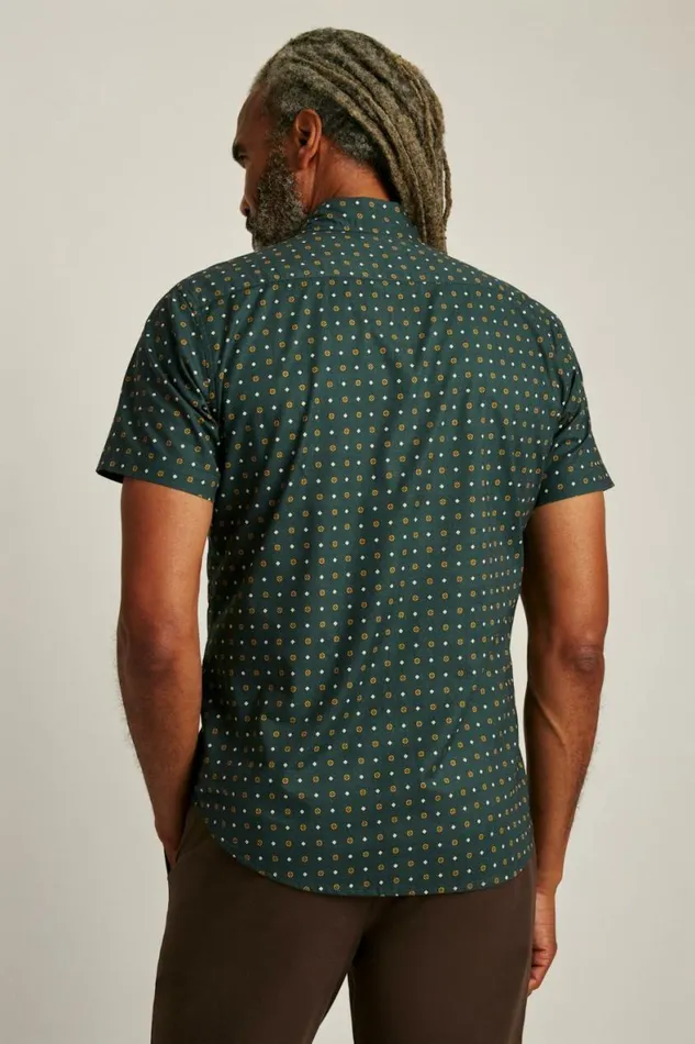 Men Riviera Short Sleeve Shirt Green Big Sky Geo Bonobos Short Sleeve Shirts