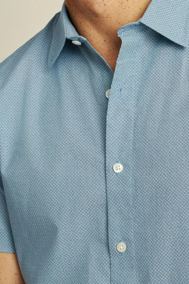 Men Riviera Short Sleeve Shirt Hazey Blue Geo Bonobos Short Sleeve Shirts