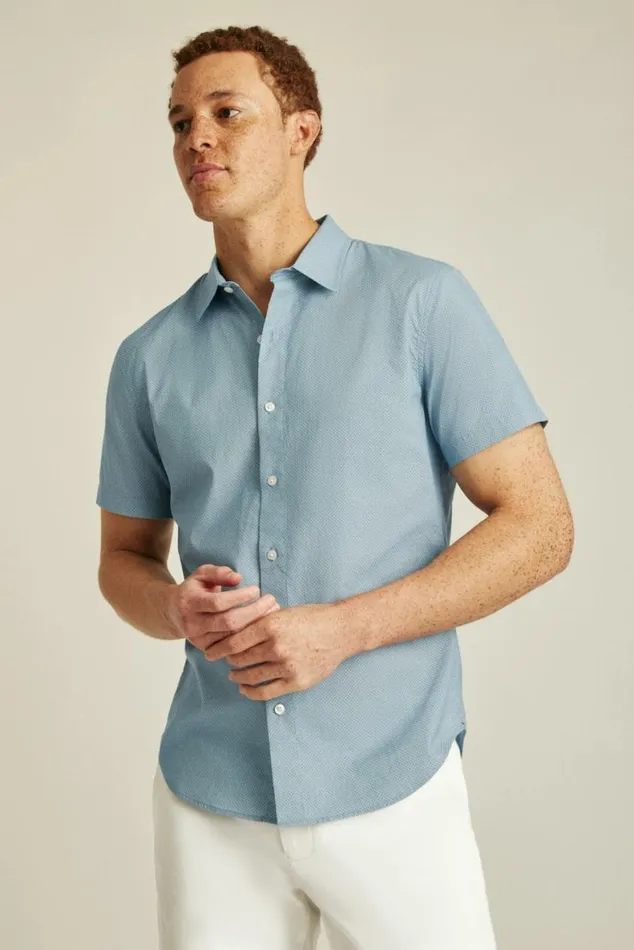 Men Riviera Short Sleeve Shirt Hazey Blue Geo Bonobos Short Sleeve Shirts