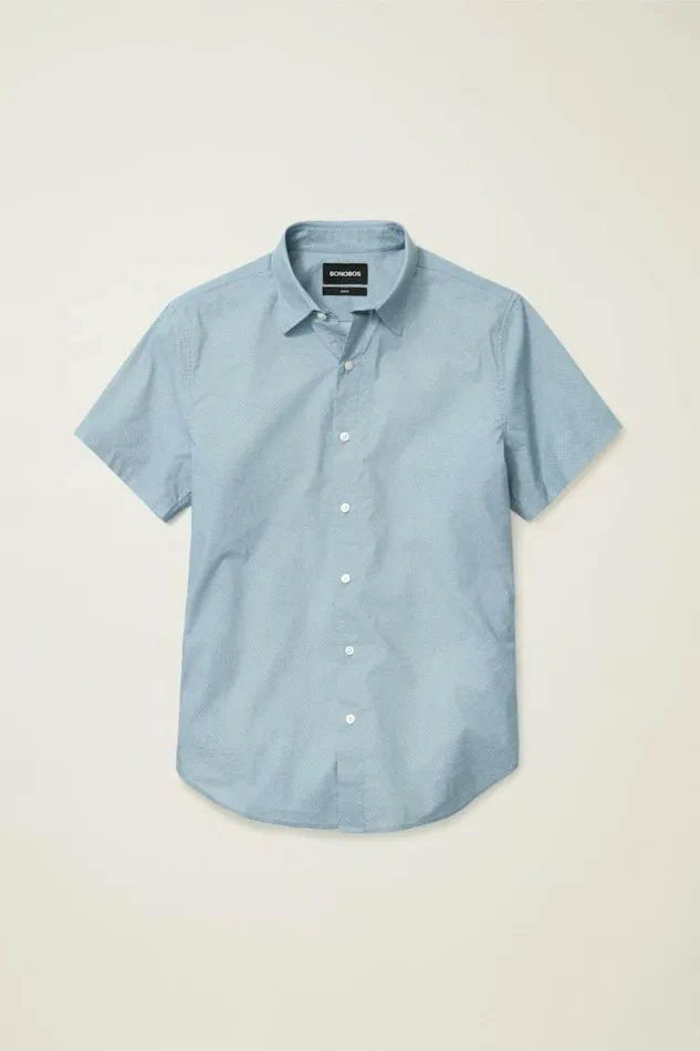 Men Riviera Short Sleeve Shirt Hazey Blue Geo Bonobos Short Sleeve Shirts