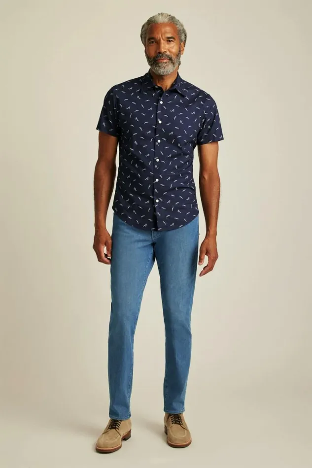 Men Riviera Short Sleeve Shirt Navy Band Practice Bonobos Short Sleeve Shirts