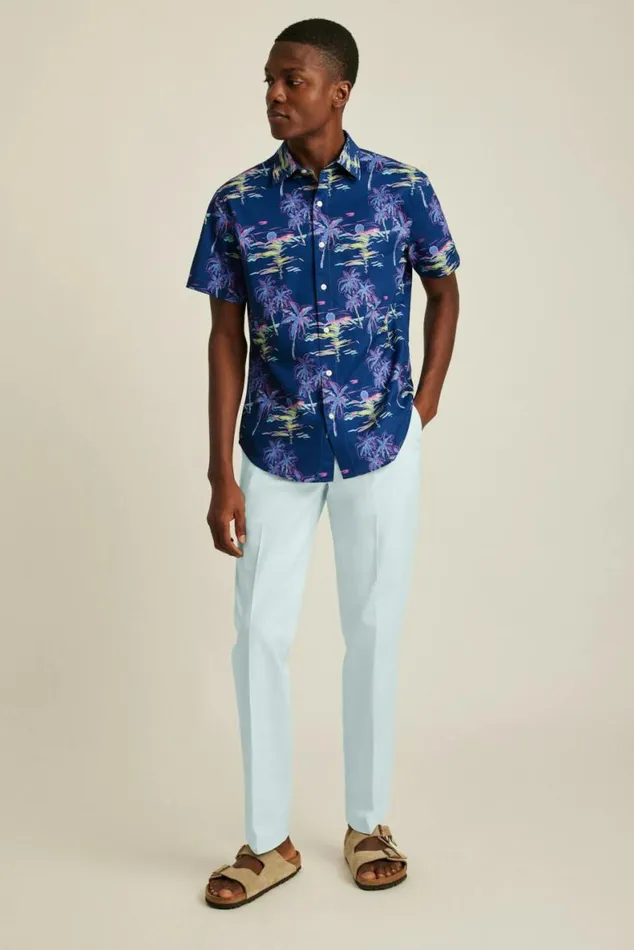 Men Riviera Short Sleeve Shirt Navy Neon Beach Scene Bonobos Short Sleeve Shirts Men Riviera Short Sleeve Shirt Navy Neon Beach Scene Bonobos Short Sleeve Shirts