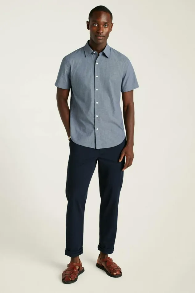 Men Riviera Short Sleeve Shirt Navy Oxnard Stripe Bonobos Short Sleeve Shirts