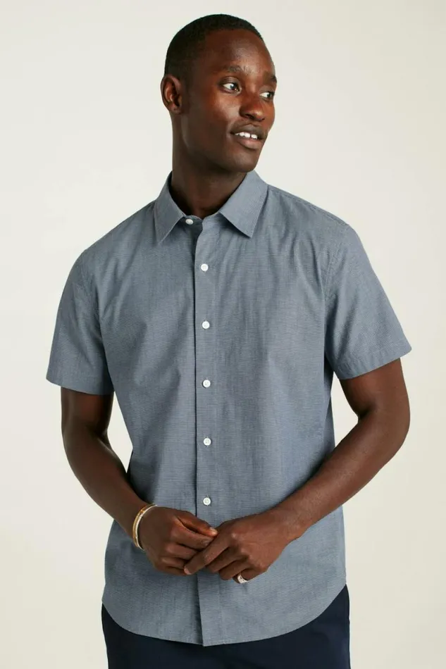 Men Riviera Short Sleeve Shirt Navy Oxnard Stripe Bonobos Short Sleeve Shirts
