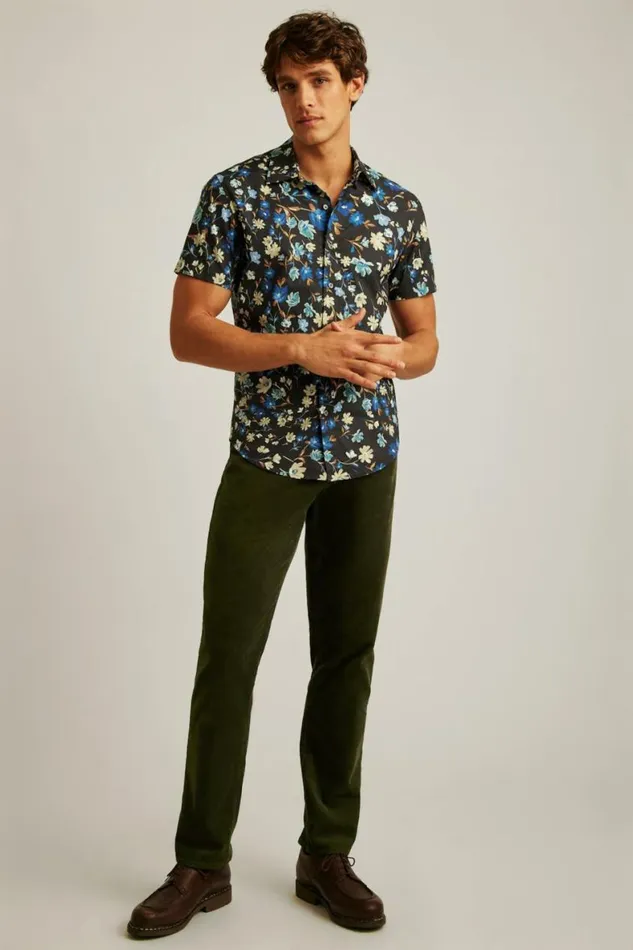 Men Riviera Short Sleeve Shirt Navy Shore Floral Bonobos Short Sleeve Shirts