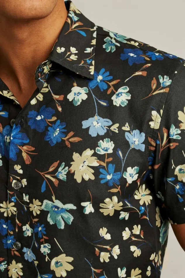 Men Riviera Short Sleeve Shirt Navy Shore Floral Bonobos Short Sleeve Shirts