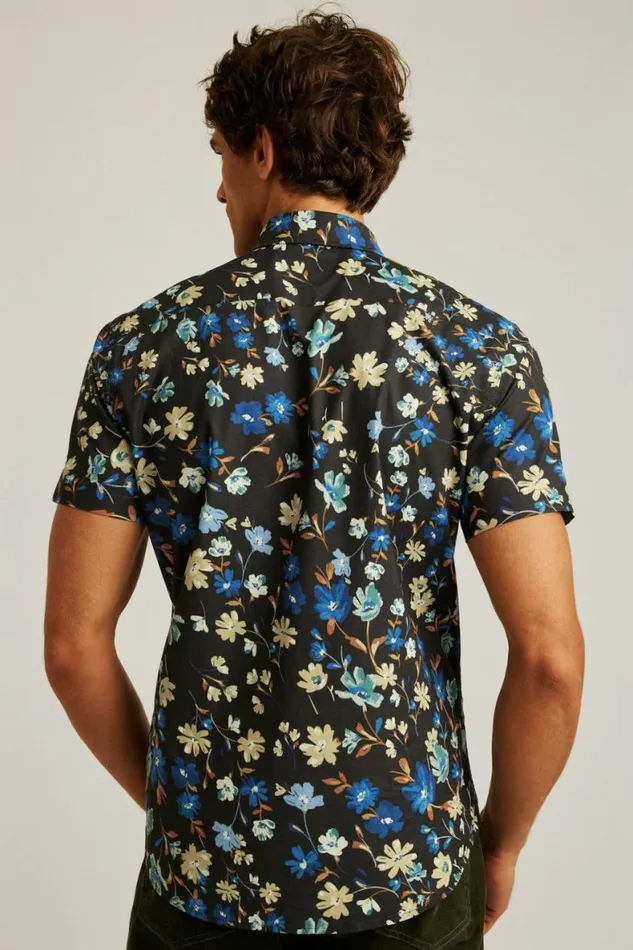 Men Riviera Short Sleeve Shirt Navy Shore Floral Bonobos Short Sleeve Shirts
