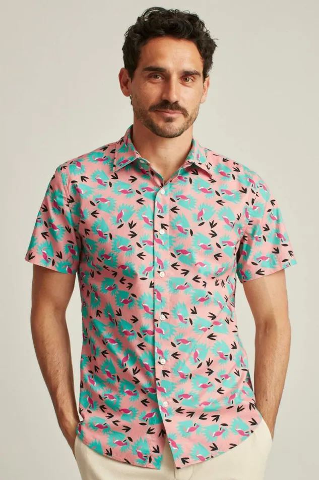 Men Riviera Short Sleeve Shirt Toucan Floral Bonobos Short Sleeve Shirts