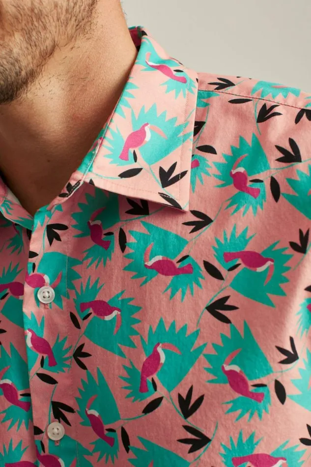 Men Riviera Short Sleeve Shirt Toucan Floral Bonobos Short Sleeve Shirts