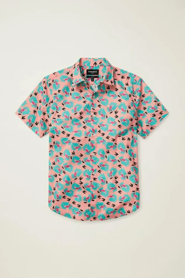 Men Riviera Short Sleeve Shirt Toucan Floral Bonobos Short Sleeve Shirts
