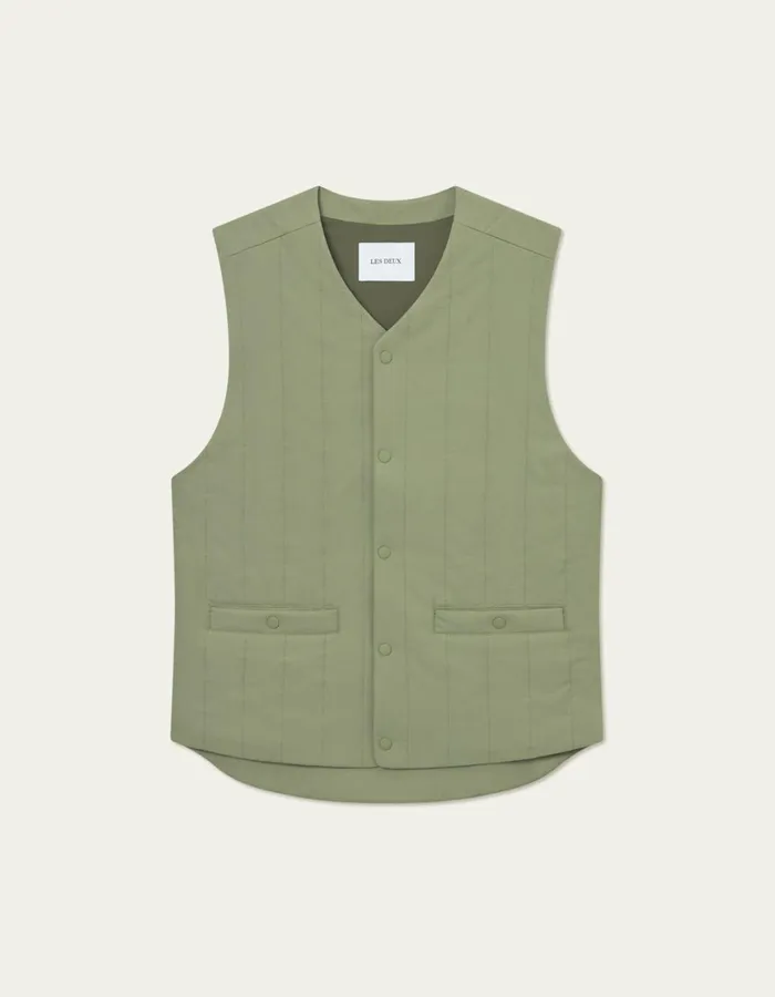 Men Sebastian Tech Vest 8211 Lichen Green Les Deux JacketsCoats