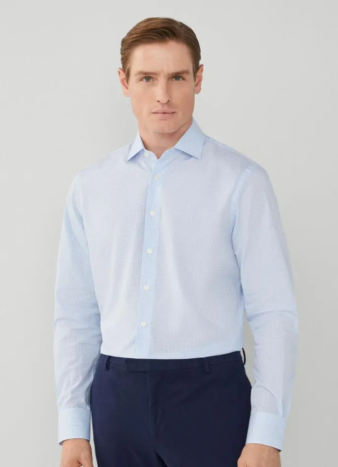 Men Shirts Hackett London Classic Fit Checked Shirt Whiteblue
