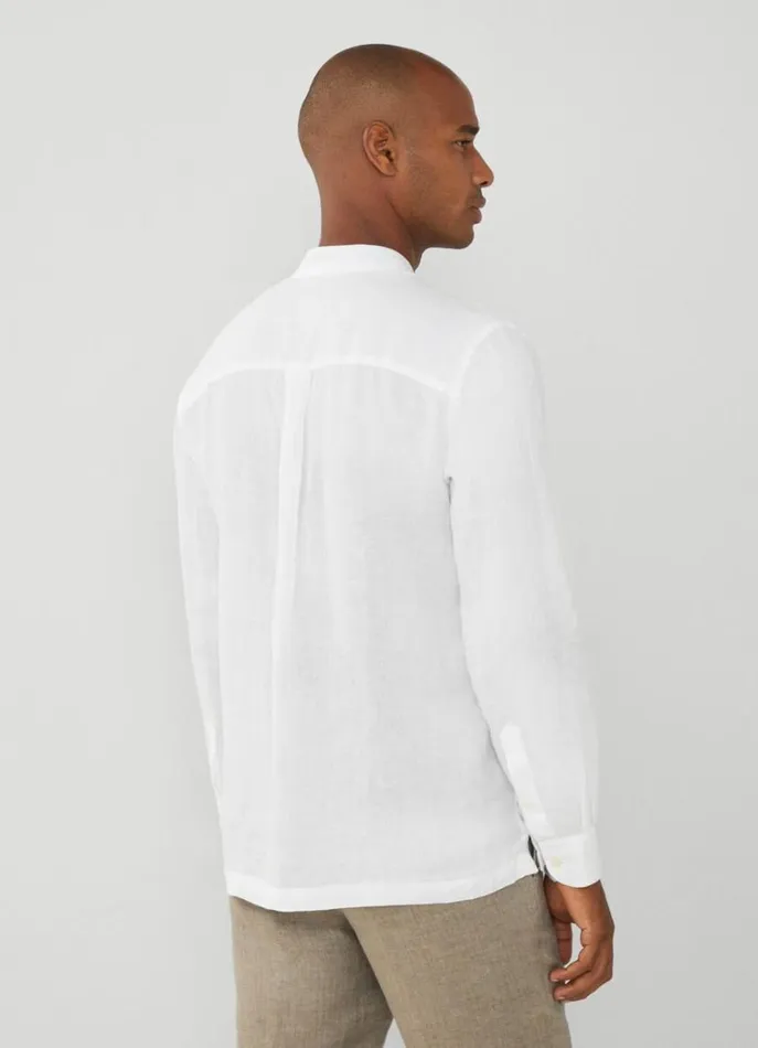 Men Shirts Hackett London Classic Fit Guayabera Shirt White