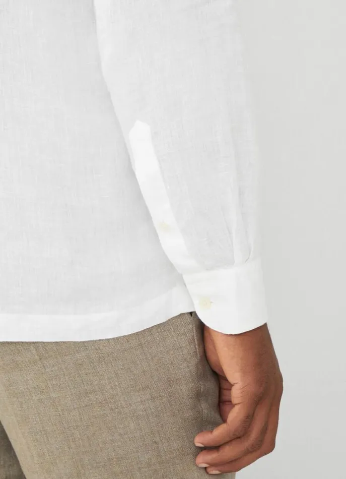 Men Shirts Hackett London Classic Fit Guayabera Shirt White