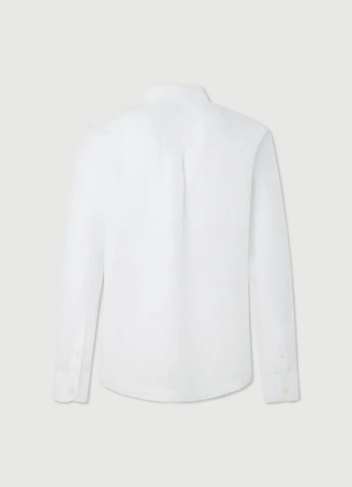Men Shirts Hackett London Classic Fit Guayabera Shirt White