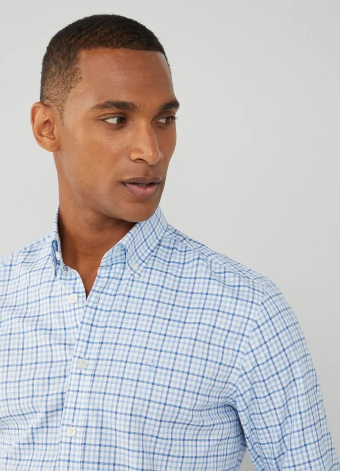 Men Shirts Hackett London Slim Fit Gingham Check Shirt Navyblue