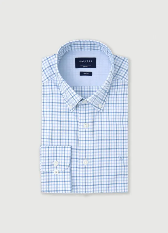 Men Shirts Hackett London Slim Fit Gingham Check Shirt Navyblue