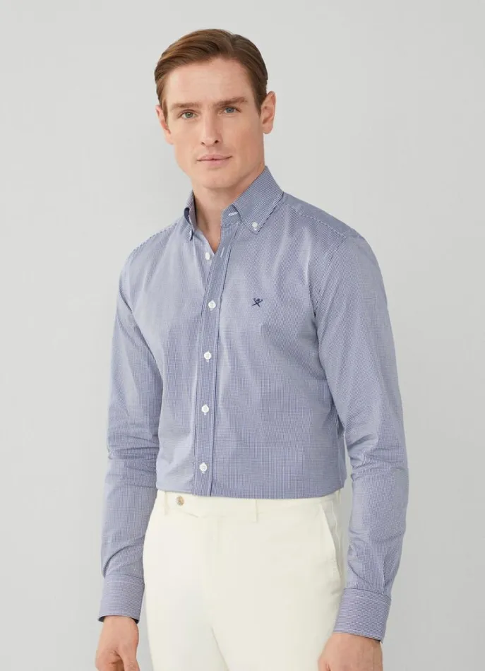 Men Shirts Hackett London Slim Fit Gingham Shirt Navy