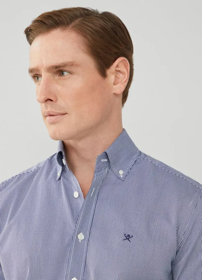 Men Shirts Hackett London Slim Fit Gingham Shirt Navy