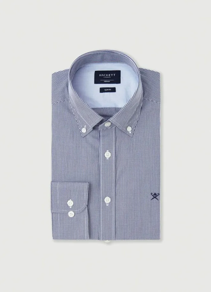 Men Shirts Hackett London Slim Fit Gingham Shirt Navy