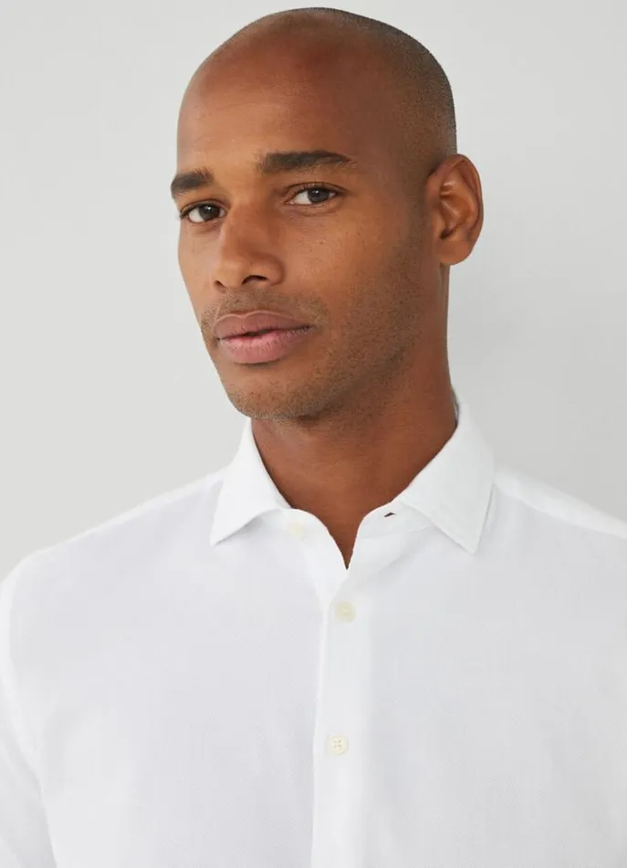 Men Shirts Hackett London Slim Fit Giro Inglese Shirt White