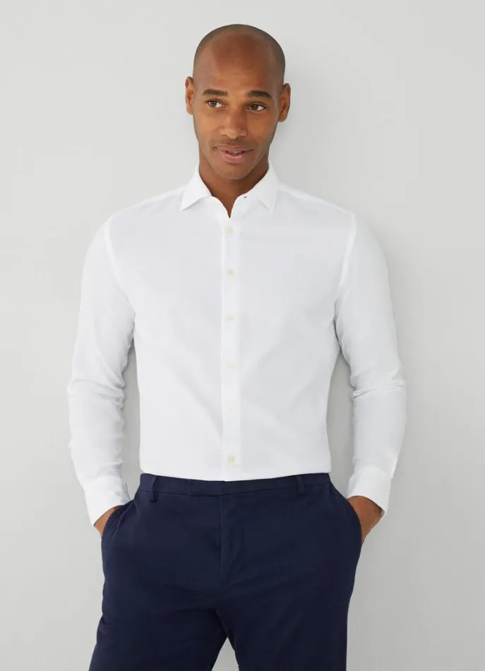 Men Shirts Hackett London Slim Fit Giro Inglese Shirt White