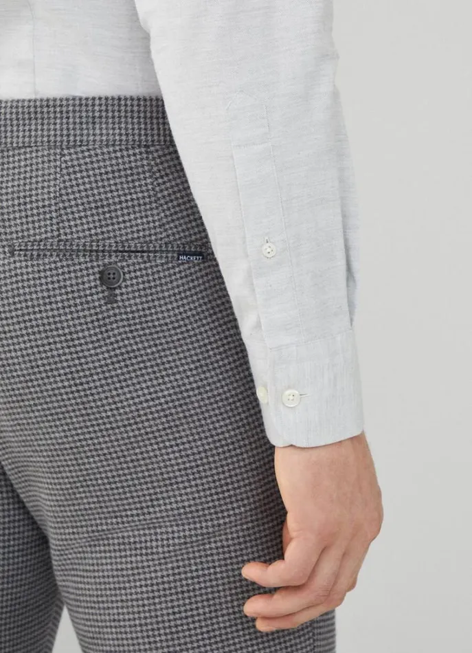 Men Shirts Hackett London Slim Fit Herringbone Shirt Grey