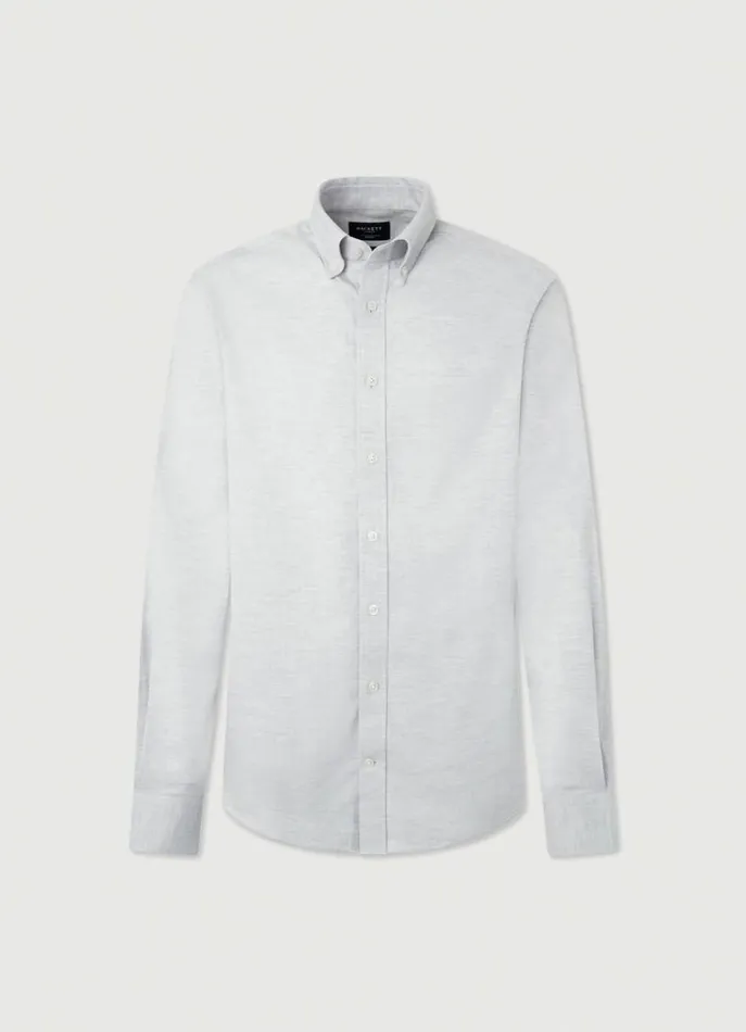 Men Shirts Hackett London Slim Fit Herringbone Shirt Grey