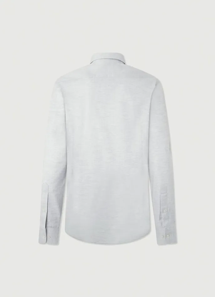 Men Shirts Hackett London Slim Fit Herringbone Shirt Grey