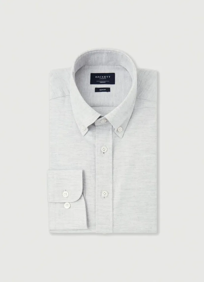 Men Shirts Hackett London Slim Fit Herringbone Shirt Grey