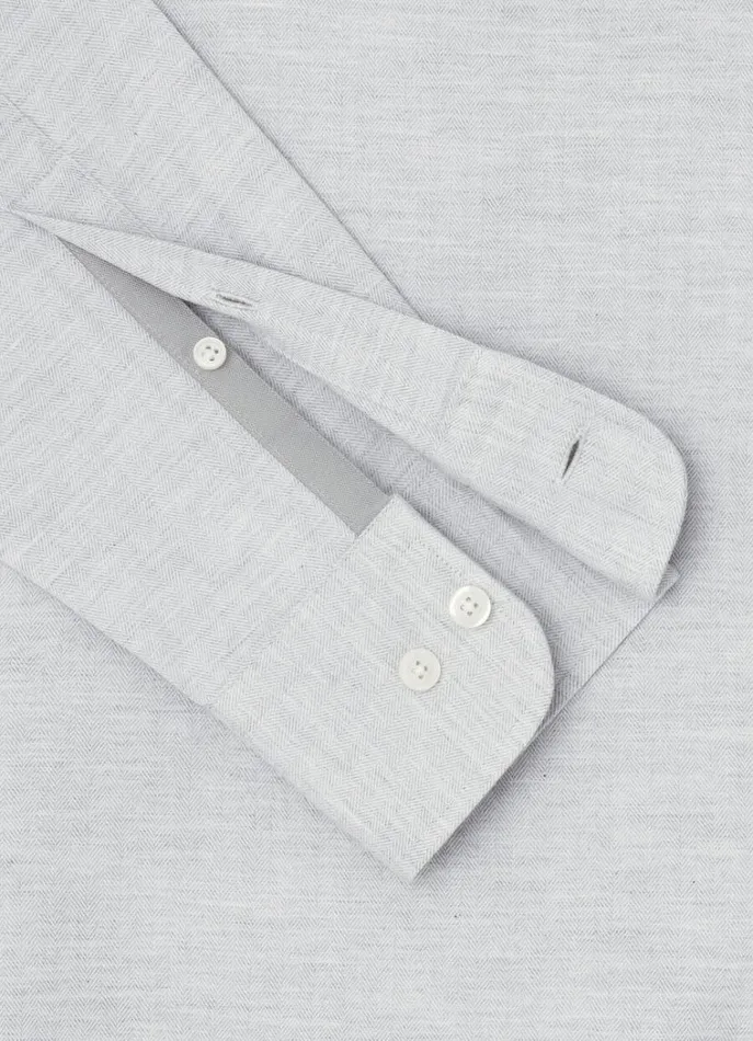Men Shirts Hackett London Slim Fit Herringbone Shirt Grey