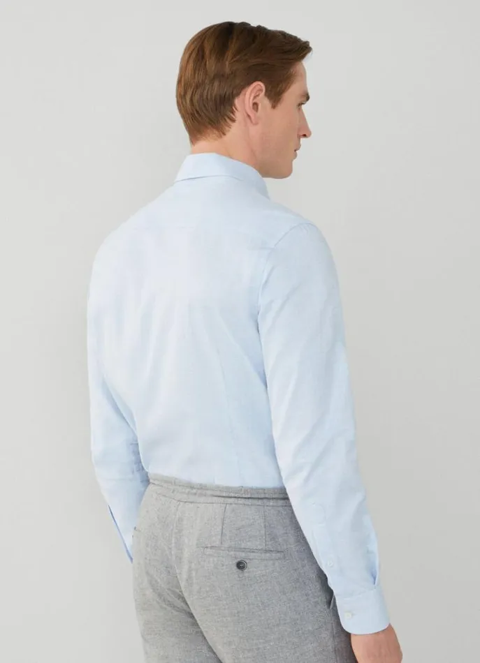 Men Shirts Hackett London Slim Fit Herringbone Shirt Sky Blue
