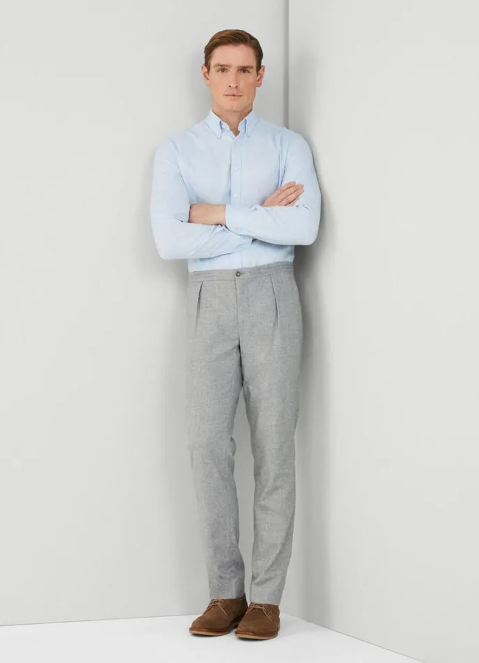 Men Shirts Hackett London Slim Fit Herringbone Shirt Sky Blue