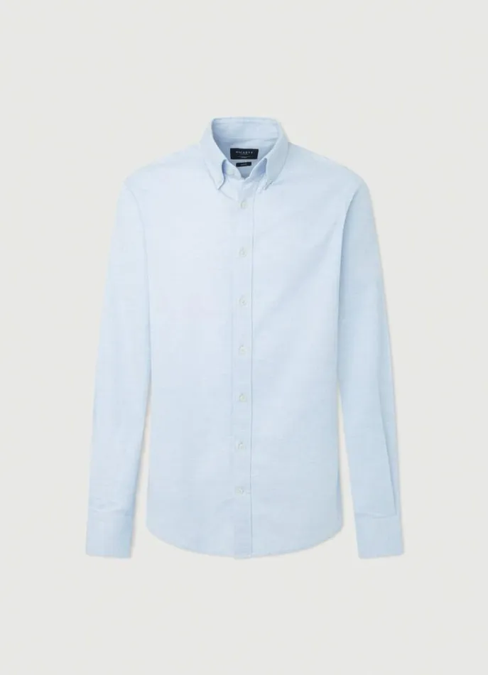 Men Shirts Hackett London Slim Fit Herringbone Shirt Sky Blue