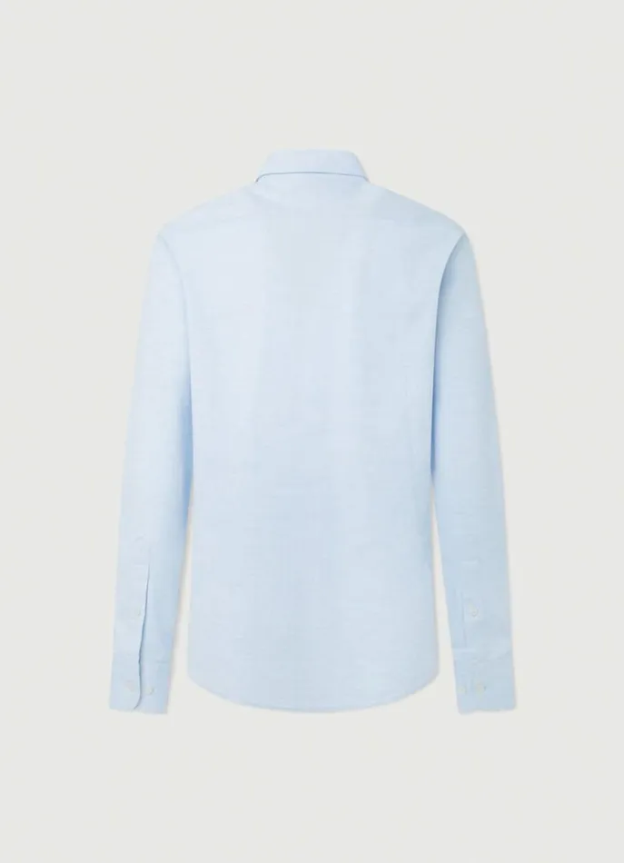 Men Shirts Hackett London Slim Fit Herringbone Shirt Sky Blue