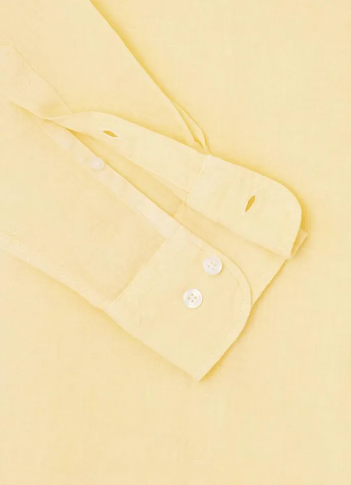 Men Shirts Hackett London Slim Fit Linen Shirt Yellow