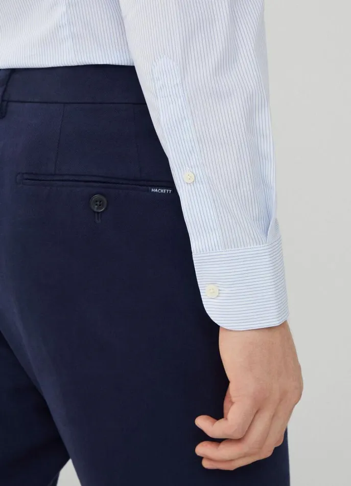 Men Shirts Hackett London Slim Fit Striped Poplin Shirt Whiteblue