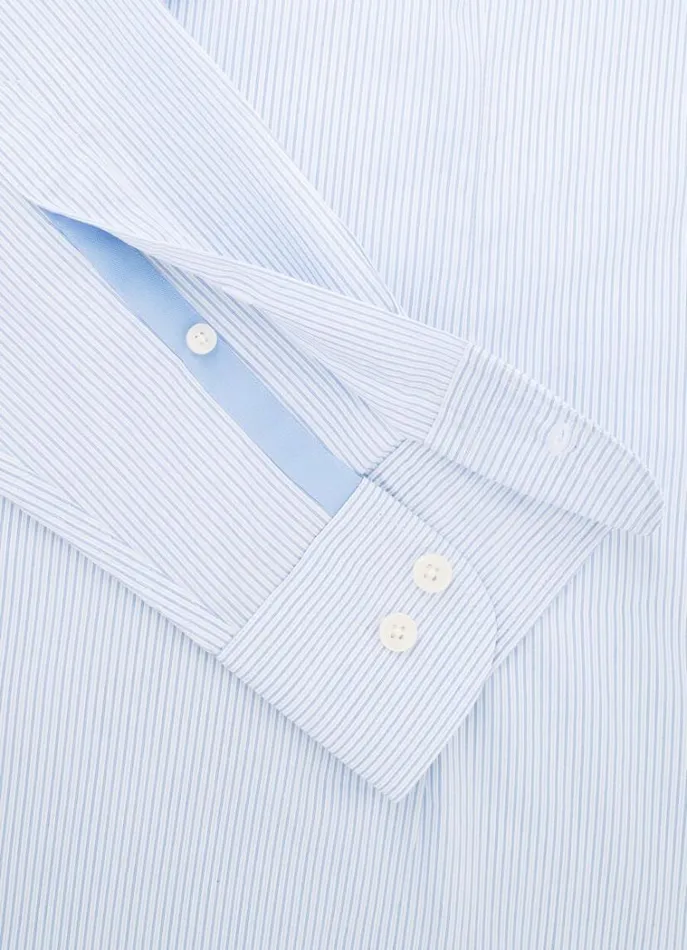Men Shirts Hackett London Slim Fit Striped Poplin Shirt Whiteblue