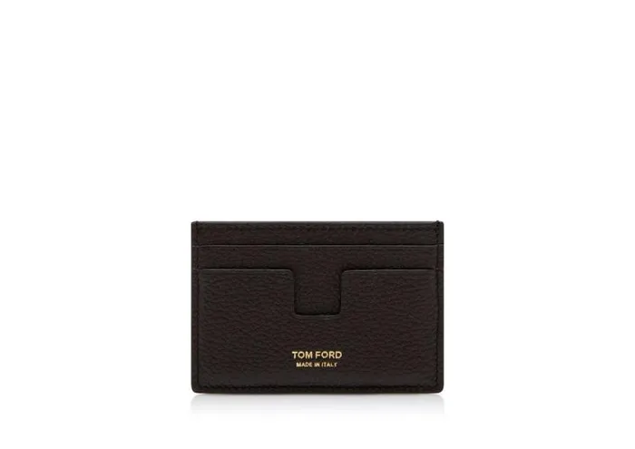 Men Small Leather Goods Tom Ford TwoTone Grain Leather Classic Cardholder Chocolate Almond