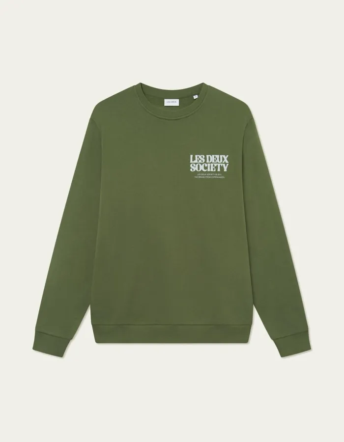 Men Society Sweatshirt 8211 Chive GreenSmoke Green Les Deux HoodiesSweatshirts