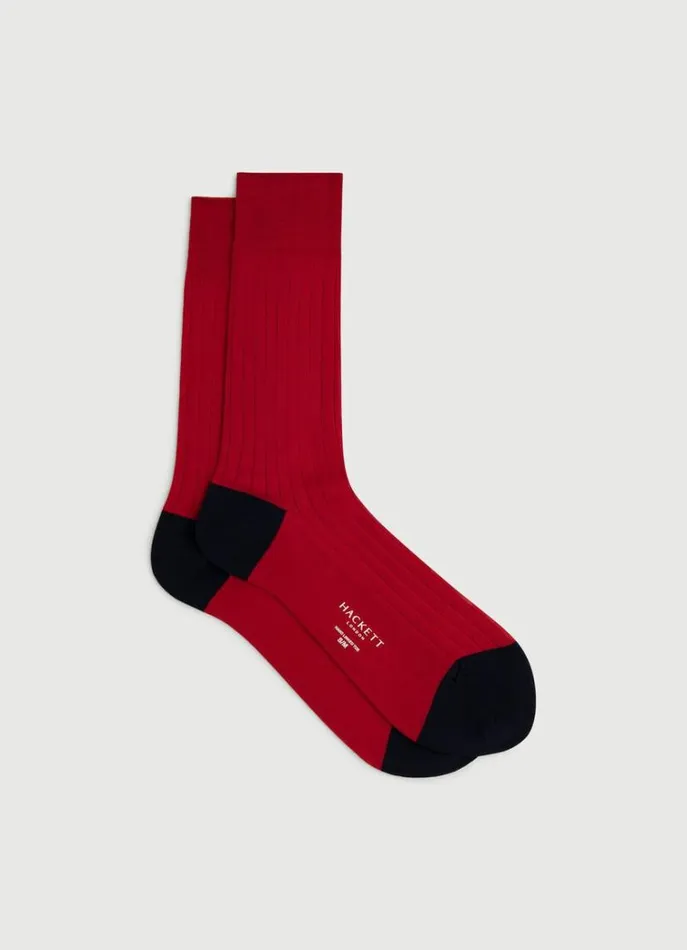 Men Socks and Underwear Hackett London Ribbed Cotton Socks Red
