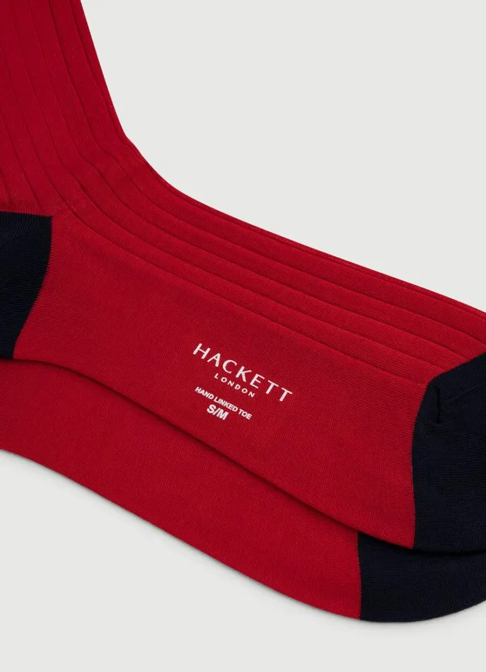 Men Socks and Underwear Hackett London Ribbed Cotton Socks Red