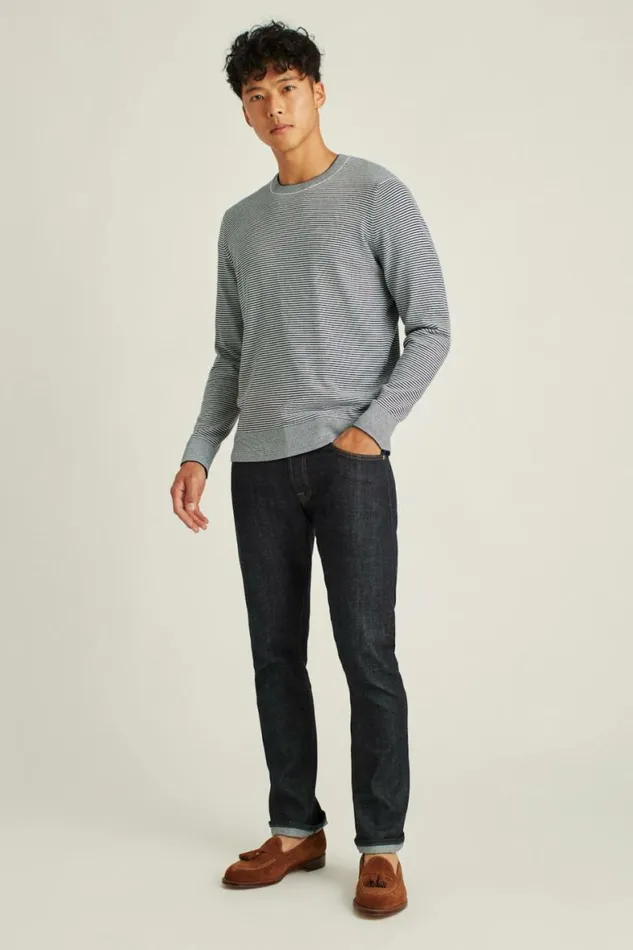 Men Soft Air Novelty Crew Navy Stripe Bonobos Crew and VNeck Sweaters
