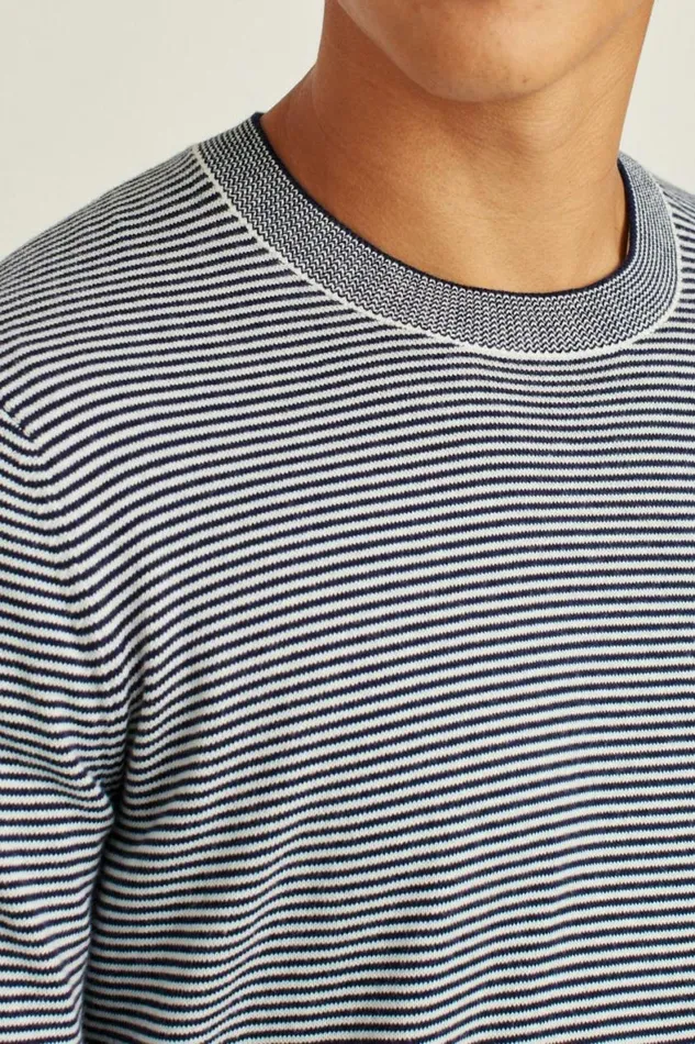 Men Soft Air Novelty Crew Navy Stripe Bonobos Crew and VNeck Sweaters
