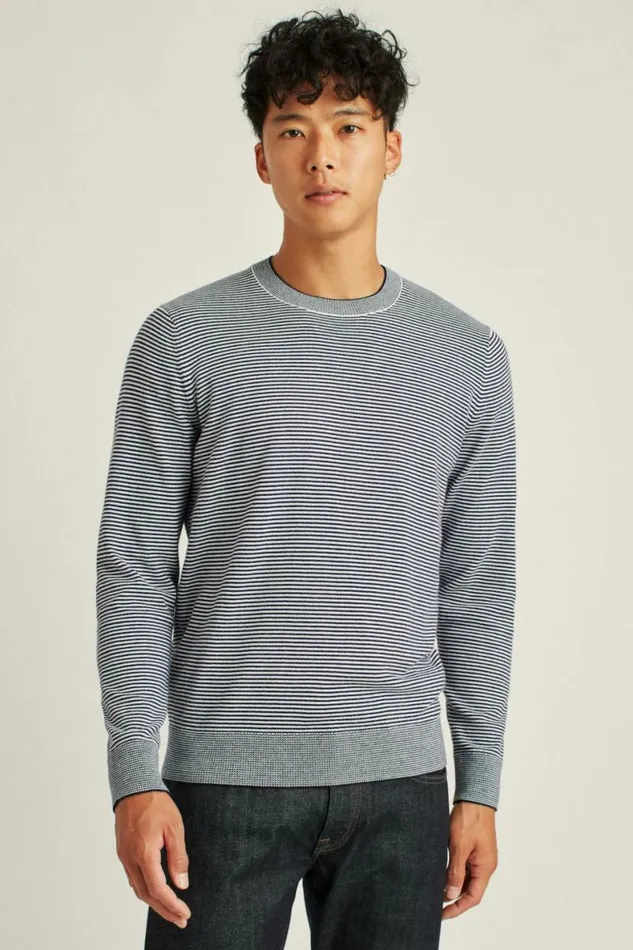 Men Soft Air Novelty Crew Navy Stripe Bonobos Crew and VNeck Sweaters
