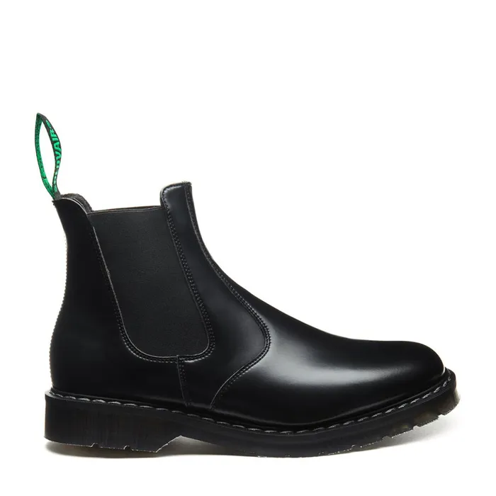 Men Solovair Chelsea Boots Black Vegan HiShine Dealer Boot