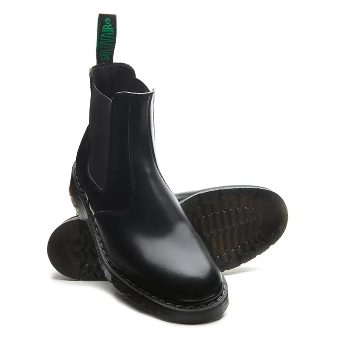 Men Solovair Chelsea Boots Black Vegan HiShine Dealer Boot