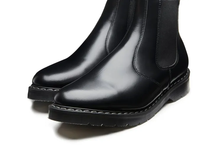 Men Solovair Chelsea Boots Black Vegan HiShine Dealer Boot