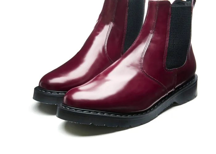 Men Solovair Chelsea Boots Merlot Vegan HiShine Dealer Boot